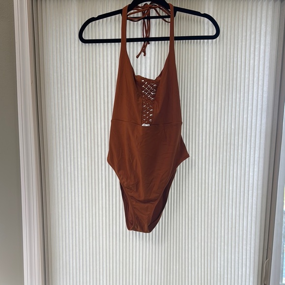 Stylish Brown One Piece Swimsuit - Picture 1 of 2